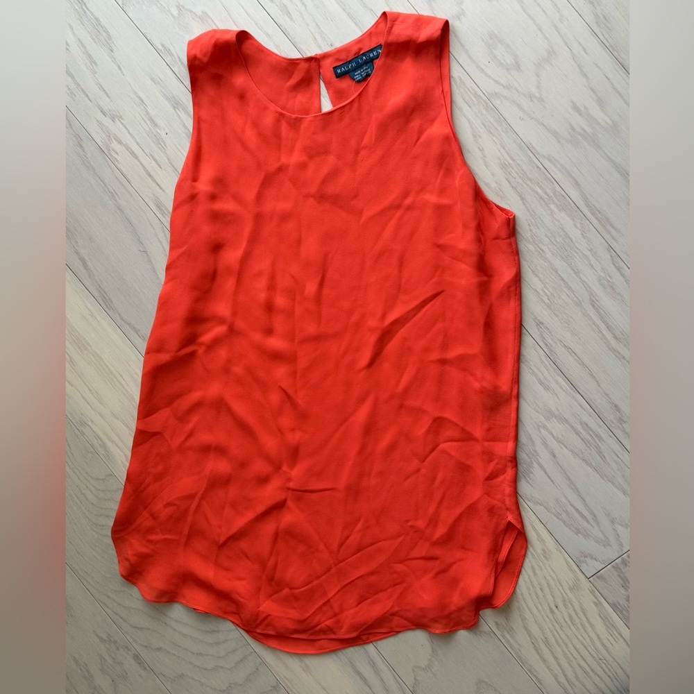 Ralph Lauren Women's Orange Silk Sleeveless Blouse Size 6